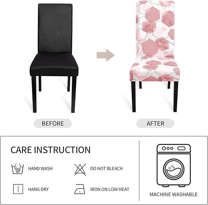 Gibelle Dining Room Chair Covers Set of 4, Soft Stretch Kitchen Chair Covers Slipcover Protector, Removable Washable Geometric Parson Chair Covers 4 Pack, Dusty Pink Gibelle