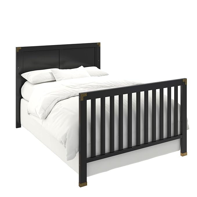 Baby Relax Miles 5-in-1 Convertible Crib, Solid Pine Wood, Black - LeafyLoom