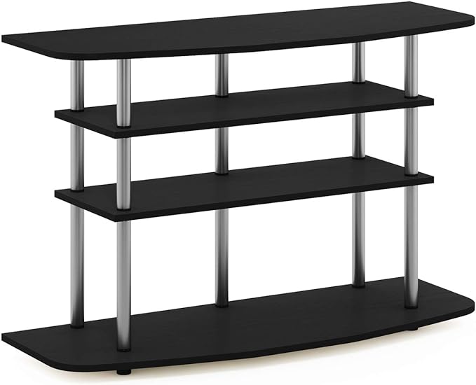 Furinno Frans Turn-N-Tube TV Stand for TV Size up to 43 Inch, 4-Tier, Black Oak - LeafyLoom