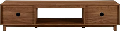 Walker Edison Walton Modern Fluted-Door Low Stand for TVs up to 80 Inches, 70 x 15.75 x 16 inches, Mocha - LeafyLoom