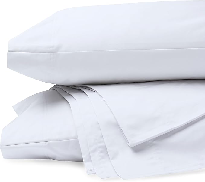 Purity Home Organic 100% Cotton Percale Sheets Queen Snow, 16" Deep Pocket Queen Sheets Set, Sheets for Queen Size Bed, Cooling Sheets, Crisp & Breathable, Queen Sheet Set - White - LeafyLoom