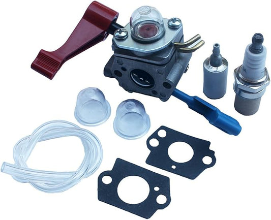 kipa Carburetor with Fuel line Spark plug Gasket kit for Poulan FL1500 FL1500LE Weedeater Sears Craftsman Leaf Blower Replace ZAMA C1U-W12B C1U-W12A Replace Husqvarna OEM # 530071629 - LeafyLoom