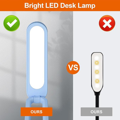 LED Desk Lamp for Office Home & Battery Operated Lamp Rechargeable Lamp Foldable & Portable Light, LED Desk Light Strip, 3 Brightness Dimmable Small Desk Lamp Wireless Reading Lamp - LeafyLoom