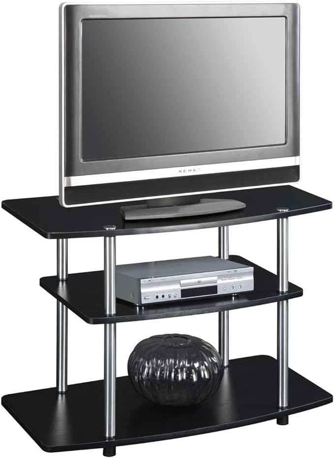 Convenience Concepts Designs2Go No Tools 37 inch 3 Tier TV Stand, Black - LeafyLoom