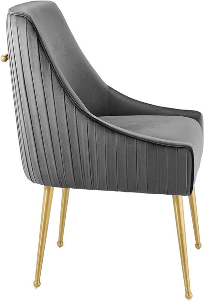 Modway Discern Pleated Back Upholstered Performance Velvet Dining Chair, Gray - LeafyLoom