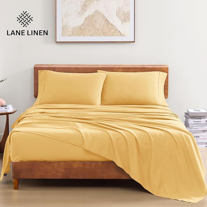 LANE LINEN 100% Organic Cotton Twin XL Sheets Set, 3-Piece Pure Organic Cotton Percale Sheets, Cotton Bedsheets, Ultra Soft Bedding Sheets, Breathable, Fits Mattress Upto 15" Deep - Cocoon - LeafyLoom