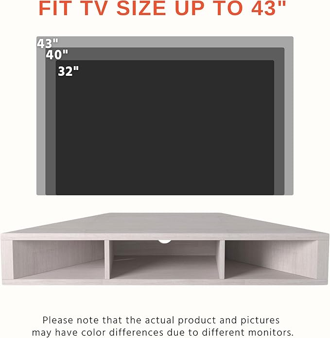 24/7 Shop at Home French 47 inch Modern TV Stand with Storage, Floating Corner Shelf for Wall, Wood Entertainment Center with Shelves for Living Room, Bedroom, Family, White Oak - LeafyLoom