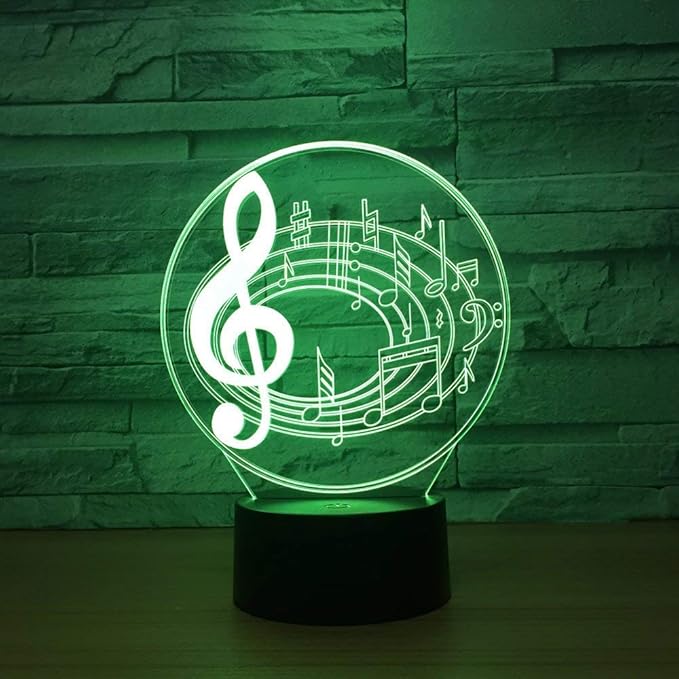 Music Note Shaped 3D Optical Illusion Lamp 7 Colors Change Timing Remote Control and Touch Button LED Table Desk Lamp for Home Bedroom Decoration - LeafyLoom