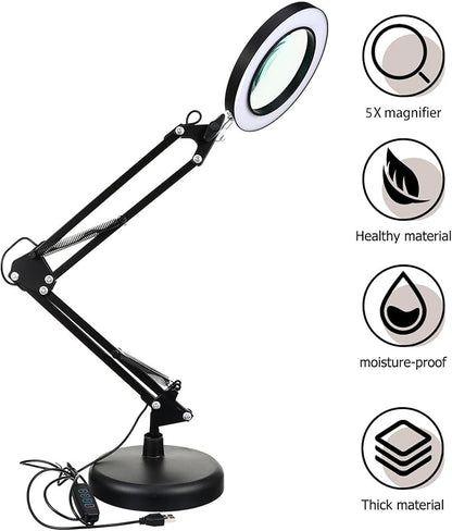 Holibanna 1 Set LED Magnifying Glass Light Portable Desk Facial Magnifying lamp Task Lights Desk LED Light Portable Office Desk Lamp with Magnifier Desktop Light Stand abs Work - LeafyLoom