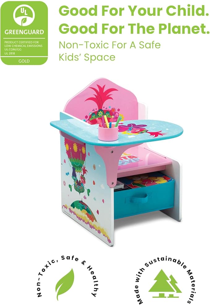 Delta Children Chair Desk with Storage Bin, Trolls World Tour - LeafyLoom