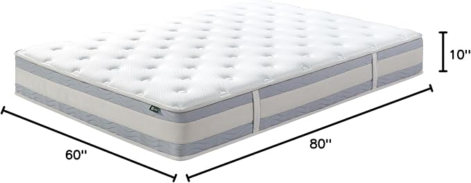 Zinus 10 Inch Comfort Support Hybrid Mattress [New Version], Queen, Fiberglass Free, Medium Plush, Motion Isolation, Certified Safe Foams & Fabric, Mattress in A Box - LeafyLoom