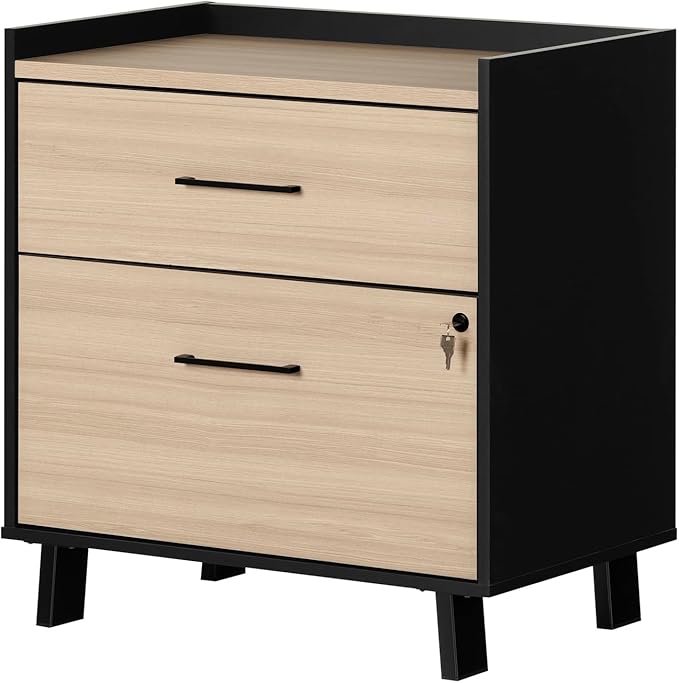 South Shore Helsy 2-Drawer File Cabinet, Lateral, Natural Walnut - LeafyLoom