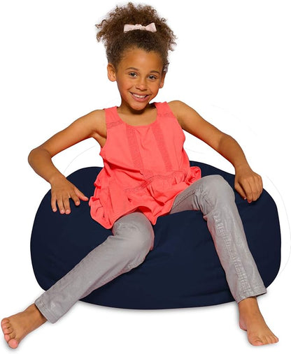 Posh Creations Bean Bag Chair for Kids, Teens, and Adults Includes Removable and Machine Washable Cover, Solid Navy Blue, 27in - Medium - LeafyLoom