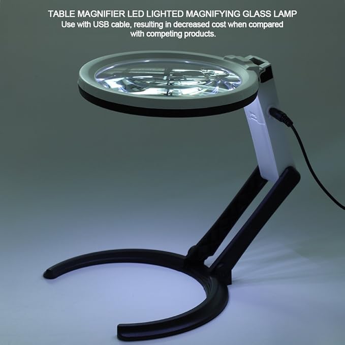 LED Table Lamp with 1.8X & 5X Magnifier, Desk Illuminated Tools Magnifying Glass for Reading Cosmetic Makeup Tattoo Manicure Lighted Magnifier - LeafyLoom