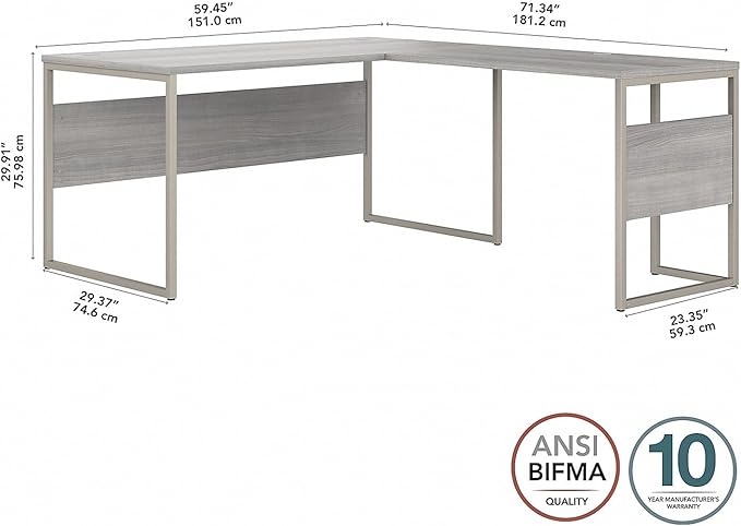 Bush Business Furniture Hybrid 60-inch L-Shaped Table Desk, Platinum Gray (HYB027PG) - LeafyLoom