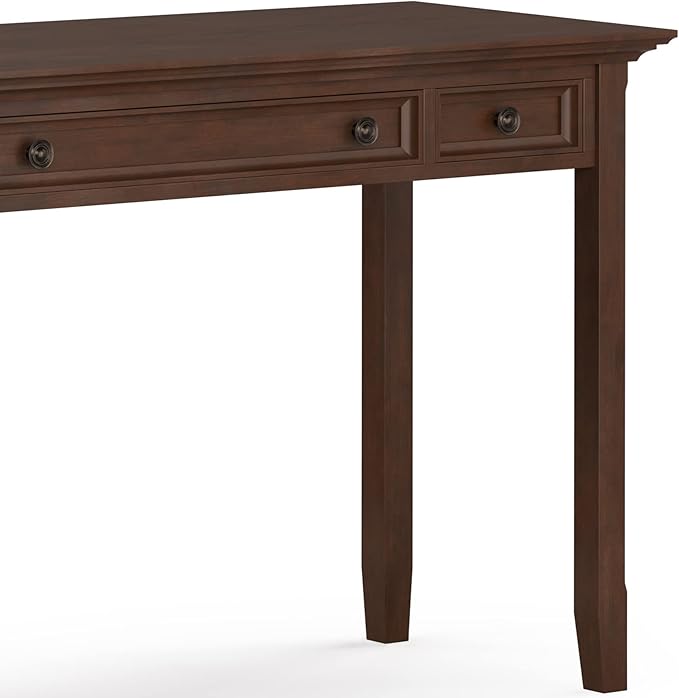 SIMPLIHOME Amherst SOLID WOOD Transitional 54 Inch Wide Desk in Russet Brown, For the Office Desk, Writing Table, Workstation and Study Table - LeafyLoom