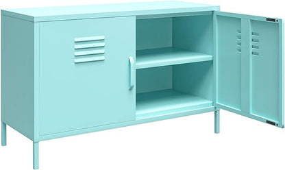 Novogratz Cache 2 Door Metal Locker Accent, Mint Cabinet - LeafyLoom