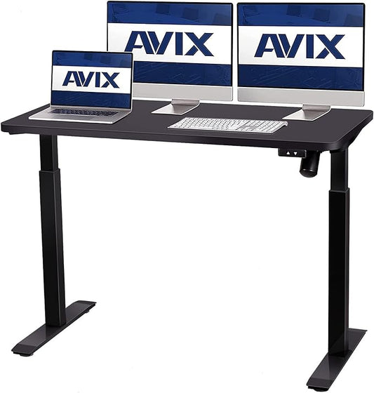 AVIX Whole Piece Electric Standing Desk, 48 x 24 Inches Height Adjustable Desk, Sit Stand Desk Home Office Desks, Black - LeafyLoom