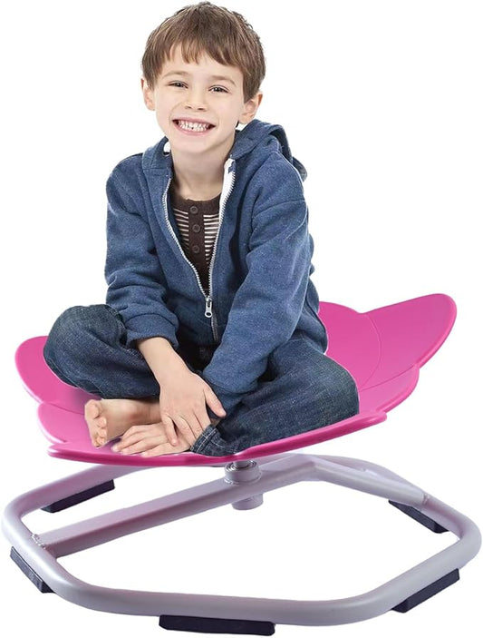 Autism Kids Swivel Chair, Spinning Chair for Kids Sensory, Kids Swivel Chair Sensory, Sensory Toy Chair, Carousel Spin Sensory Chair, Training Body Coordination (Rose) - LeafyLoom