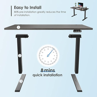 Sunon Sit Laptop Computer Writing Workstations with 3 Pre-Set and USB Port 48" for Home Office Smart Advanced Standing Desk, Grey - LeafyLoom