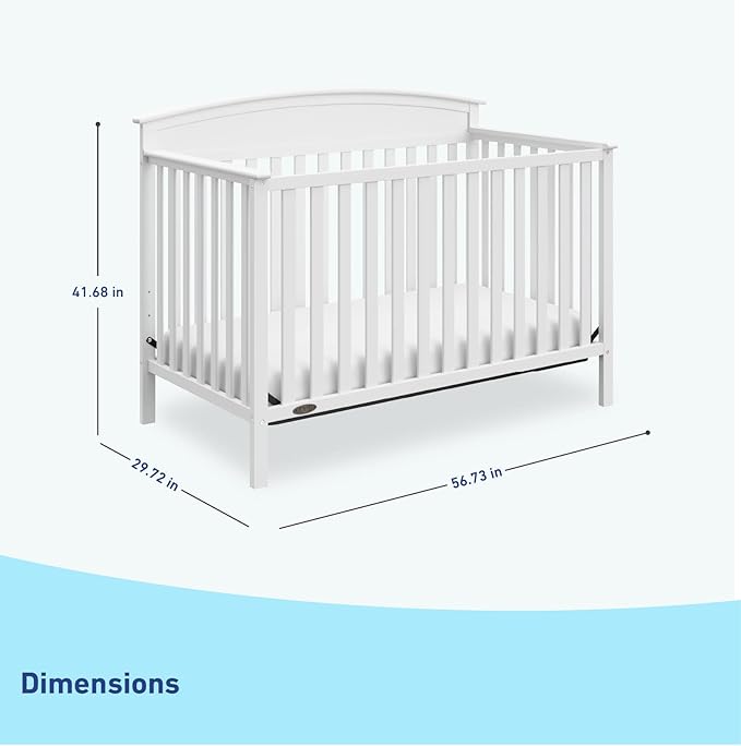 Graco Benton 5-in-1 Convertible Crib (White) – GREENGUARD Gold Certified, Converts from Baby Crib to Toddler Bed, Daybed and Full-Size Bed, Fits Standard Full-Size Crib Mattress - LeafyLoom