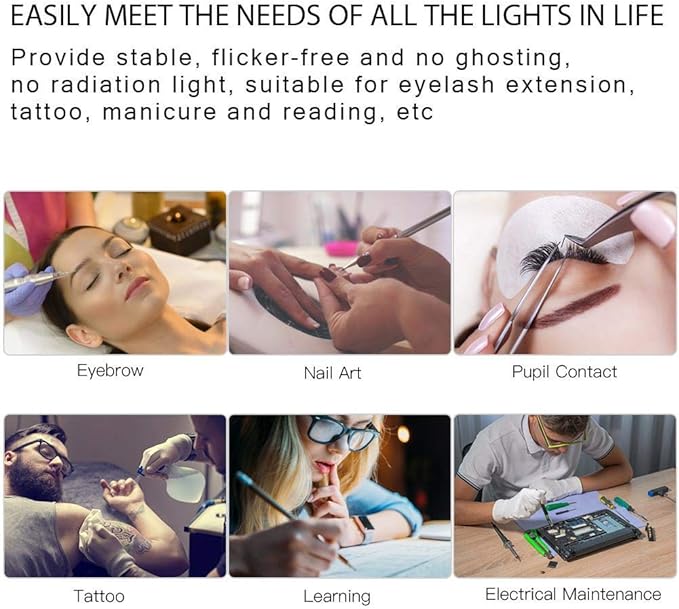 Desk Lamp, Adjustable Light Color and USB Tattoo Beauty Lamp with Clip, 2.5X Magnifier Feature for Tattoo Eyebrow Eyelash Extension and Reading - LeafyLoom