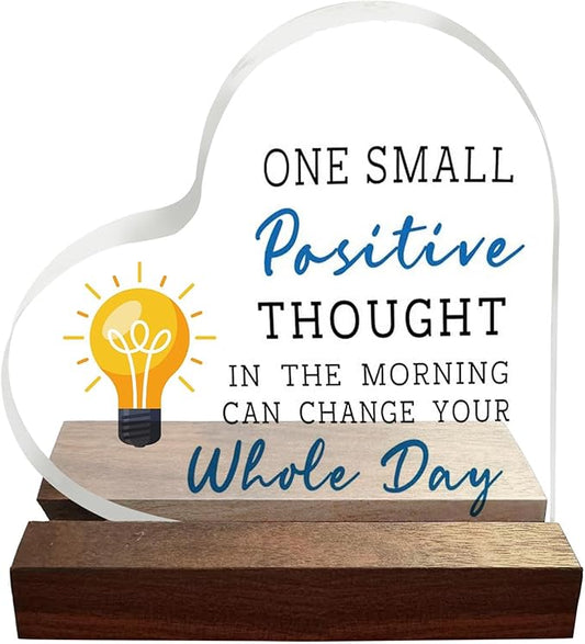 ACSENCETER Inspirational Gifts for Women Men One Small Positive Thought Night Lights Acrylic Positive Quotes Christmas Gift USB Night Lamp Encouragement Keepsake Birthday Gift Home Decoration 3.7" - LeafyLoom