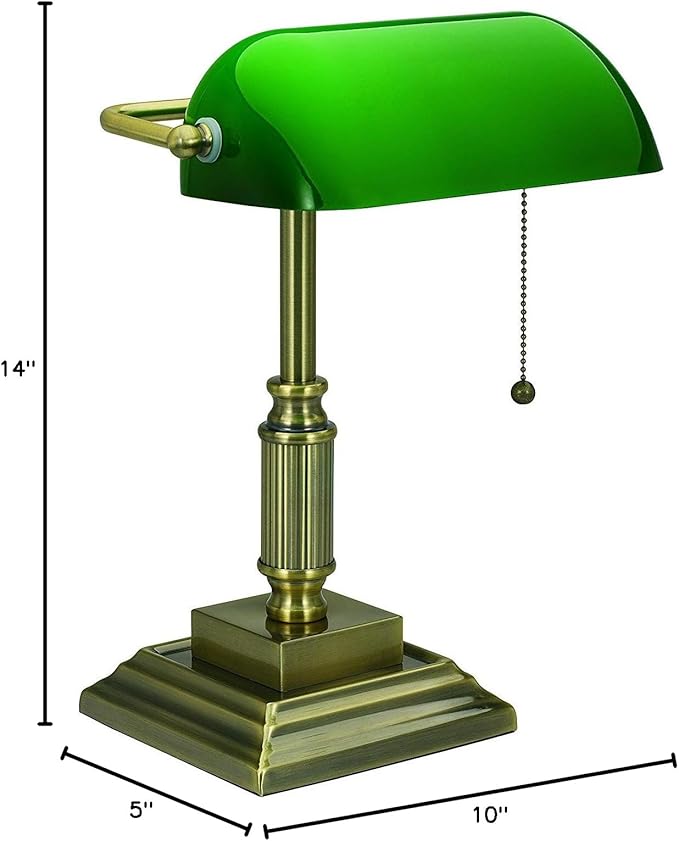 V- Light Desk Lamp, LED Light, Table Lamp, Replaceable LED Bulb, Bronze Desk Light with Green Shade - LeafyLoom