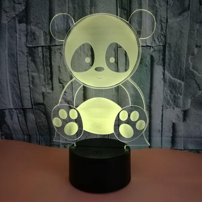 Optical Illusion 3D Panda Night Light 16 Colors Changing USB Power Remote Control Touch Switch Decor Lamp LED Table Desk Lamp Children Kids Christmas Xmas Brithday Gift - LeafyLoom