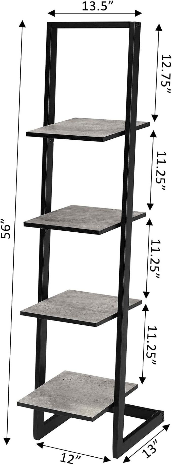 Convenience Concepts Designs2Go 4 Tier Ladder Bookshelf, Faux Birch / Black - LeafyLoom