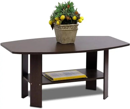 Furinno Simple Design Coffee Table, Dark Brown - LeafyLoom