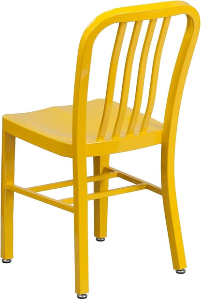 Flash Furniture Gael Commercial Grade 2 Pack Yellow Metal Indoor-Outdoor Chair - LeafyLoom