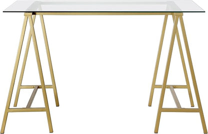 Tulsa Rectangular 48" Wide Desk in Brass - LeafyLoom