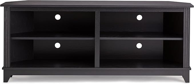 ROCKPOINT 58inch Corner TV Stand,Home Living Room Storage Console, Entertainment Center, TV Console Table,Black - LeafyLoom