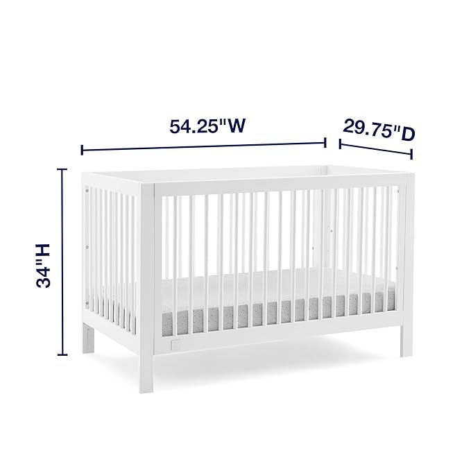 babyGap by Delta Children Charlie 6-in-1 Convertible Crib TrueSleep Crib and Toddler Mattress (Bundle), Bianca White - LeafyLoom