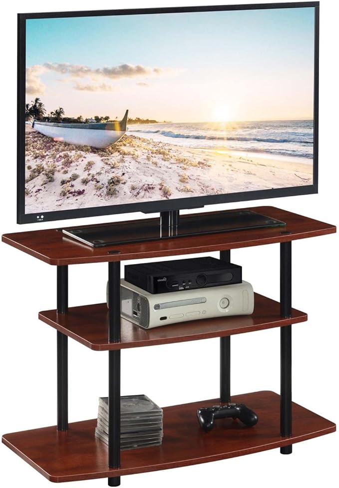 Convenience Concepts Designs2Go 3 Tier TV Stand, 31.5", Cherry/Black - LeafyLoom