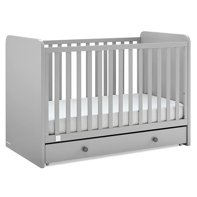 GAP babyGap Graham 4-in-1 Convertible Crib with Storage Drawer - Greenguard Gold Certified, Grey/Dark Grey - LeafyLoom