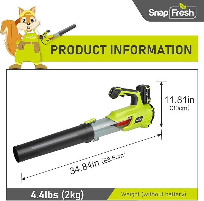 SnapFresh Cordless Leaf Blower - 550CFM Brushless Electric Leaf Blower with 4.0 Ah Battery and Fast Charger - Lightweight 20V Yard and Garden Blower for Lawn Care… - LeafyLoom