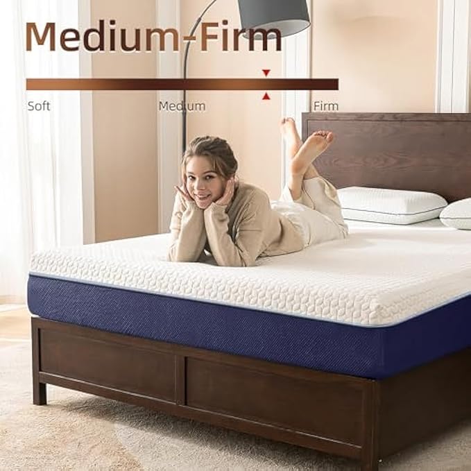 Queeen Mattress,10 Inch Memory Foam Mattress in a Box,Cool Gel-Infusion for Cooler Sleep,Made in USA,Breathable Cover,Queen Size Bed,60" X 80" X 10" - LeafyLoom