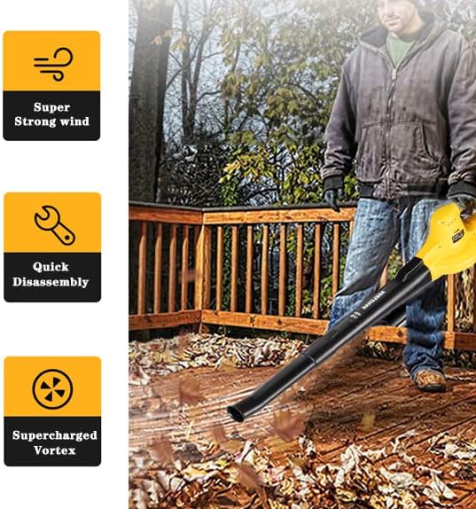 Cordless Leaf Blower Compatible for Dewalt 20V Max Battery(𝐁𝐚𝐭𝐭𝐞𝐫𝐲 & 𝐂𝐡𝐚𝐫𝐠𝐞𝐫 𝐍𝐨𝐭 𝐈𝐧𝐜𝐥𝐮𝐝𝐞𝐝), Electric Handheld Lightweight Leaf Blower for Lawn Care & Yard Cleaning - LeafyLoom