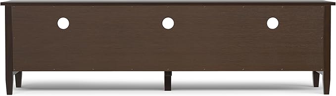 SIMPLIHOME Warm Shaker Solid Wood 72 inch Wide Transitional TV Media Stand in Tobacco Brown for TVs up to 80 inches for The Living Room and Entertainment Center - LeafyLoom