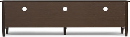 SIMPLIHOME Warm Shaker Solid Wood 72 inch Wide Transitional TV Media Stand in Tobacco Brown for TVs up to 80 inches for The Living Room and Entertainment Center - LeafyLoom