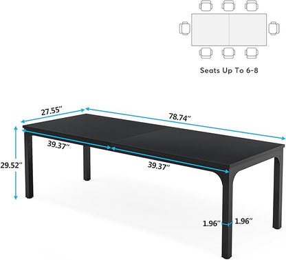 78.7 Inches Extra Long Two Person Office Desk,Double Workstation for Home Office,Black - LeafyLoom