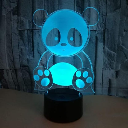 Optical Illusion 3D Panda Night Light 16 Colors Changing USB Power Remote Control Touch Switch Decor Lamp LED Table Desk Lamp Children Kids Christmas Xmas Brithday Gift - LeafyLoom