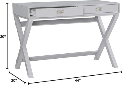 Linon Grey 2-Drawer Writing Jaycee Desk - LeafyLoom