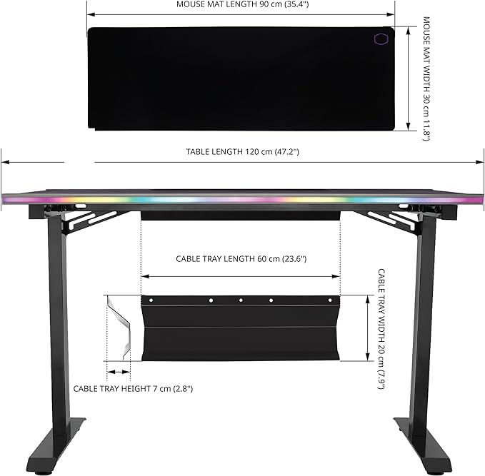 Cooler Master GD120 ARGB PC Desk, Gaming Table - LeafyLoom