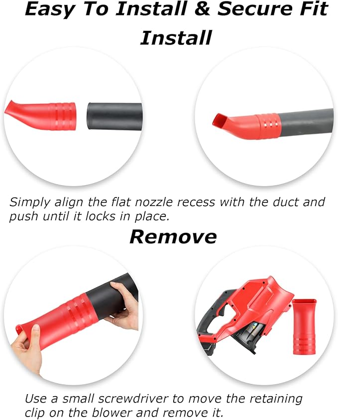 Flat Bend Nozzle for Milwaukee M18 Fuel Leaf Blower - Leaf Blower Nozzle for Drying, Blow-Drying, and Purging Cars, Trucks, and Tool Boxes (1 Pack, No Tool) - LeafyLoom