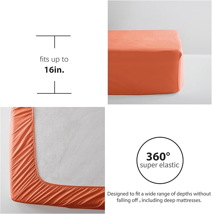 Anluoer Queen Comforter Set 7 Pieces, Burnt Orange Tufted Bed in a Bag with comforters and sheets, All Season Bedding Sets with 1 Comforter, 2 PillowShams, 2 Pillowcases, 1 Flat Sheet, 1 Fitted Sheet - LeafyLoom