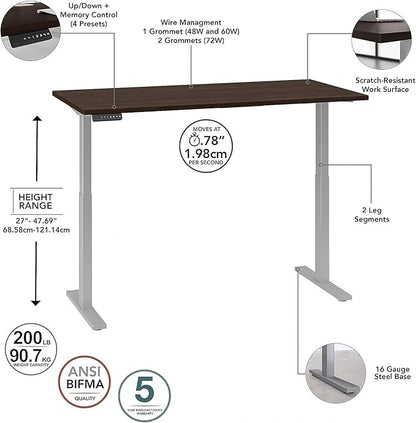 Bush Business Furniture Move 60 27-48-Inch Adjustable Desk, Black Walnut/Cool Gray Metallic (M6S6030BWSK) - LeafyLoom