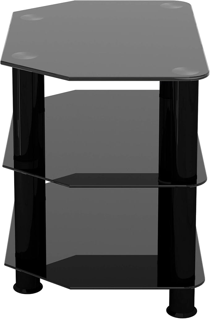 AVF SDC600BB-A TV Stand for TVs UP to 32-inch, Black Glass, Black Legs - LeafyLoom